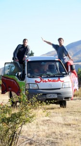 Campervan into the road, New Zealand