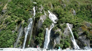 Waterfall, Franz Joseph Glacier in New Zealand