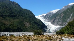 In the middle of the Tropical Forest, Franz Joseph Glacier in New Zealand