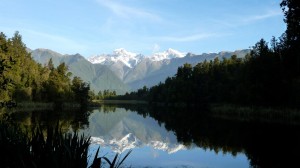 Reflection of the Mount Cook in the Lake Matheson - 1, New Zealand