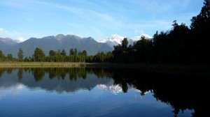 Reflection of the Mount Cook in the Lake Matheson - 2, New Zealand