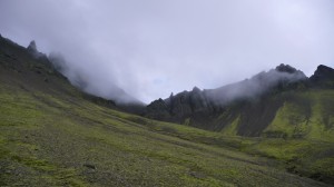 Kristinartindar foggy mountains in Skaftafell