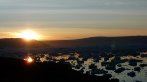 Icebergs and the sunset