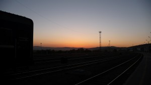 Sunset on the train station