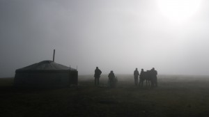 Mongolian ger into the fog