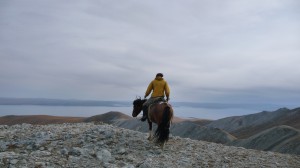 CaYuS and horse, back, Khovsgol Nuur