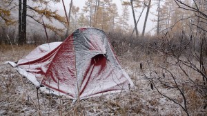 Tent and snow, Khovsgol Nuur