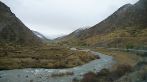 Mountains river and forest between Xining and Gyegu