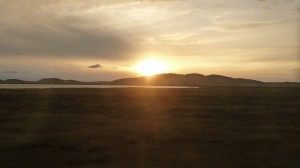 Sunset in the train to Lhasa