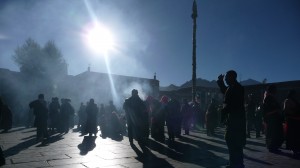 Smoke in front Jokhang Temple