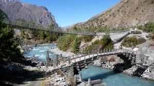 Bridges over Marsyangdi River, Annapurna, Nepal