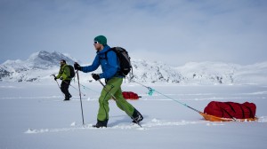 Dave and Mariano, Nordic Skiing with pulks, Greenland