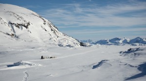 Dog team in the mountains, Greenland