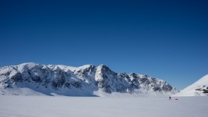 Mirek alone on the sea ice, Greenland