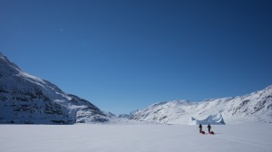 Sea ice crossing with iceberg, Greenland